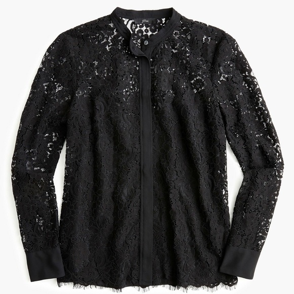J. Crew Button-up Lace Top in Black, sz 4 - Picture 1 of 9